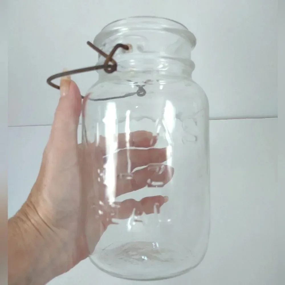 Vintage Atlas E-Z Seal Clear Glass Canning Jar Wire Bail No Lid